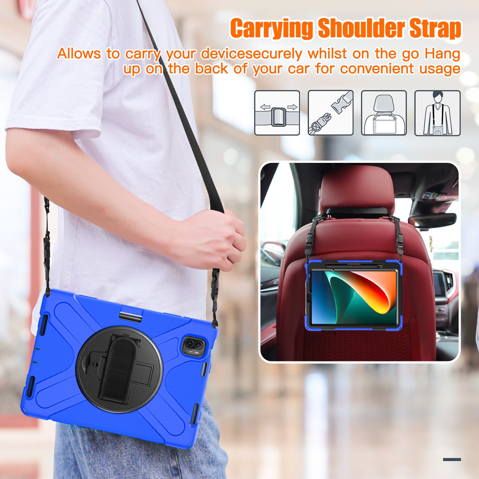 For Xiaomi Pad 5 Case Hand Strap Kickstand PC+Silicone Tablet Cover with Shoulder Strap For Xiaomi Pad 5 Case Hand Strap Kickstand PC+Silicone Tablet Cover with Shoulder Strap